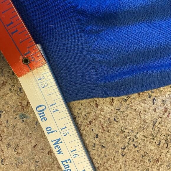 Brunella Gori Italia Sweater Men XL Merinowool Blue VNeck Pullover Luxury Preppy - Picture 4 of 9